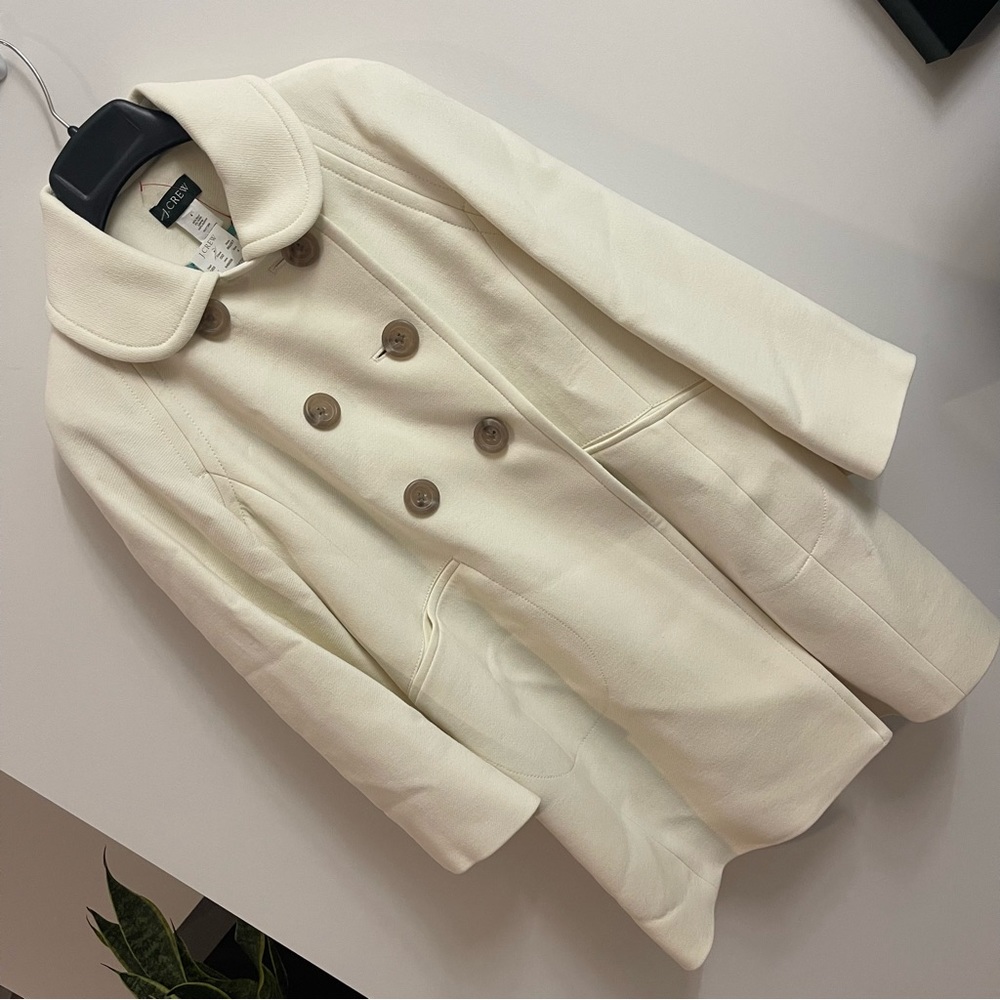 J CREW Wool Off-White Car Coat 4
